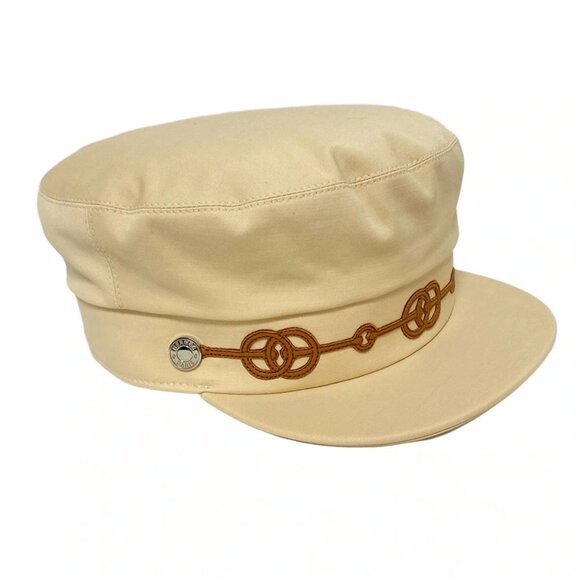 HERMES Kabul Kuliketis - Beige Brown Cotton Polyurethane Leather Hat - Picture 3 of 8